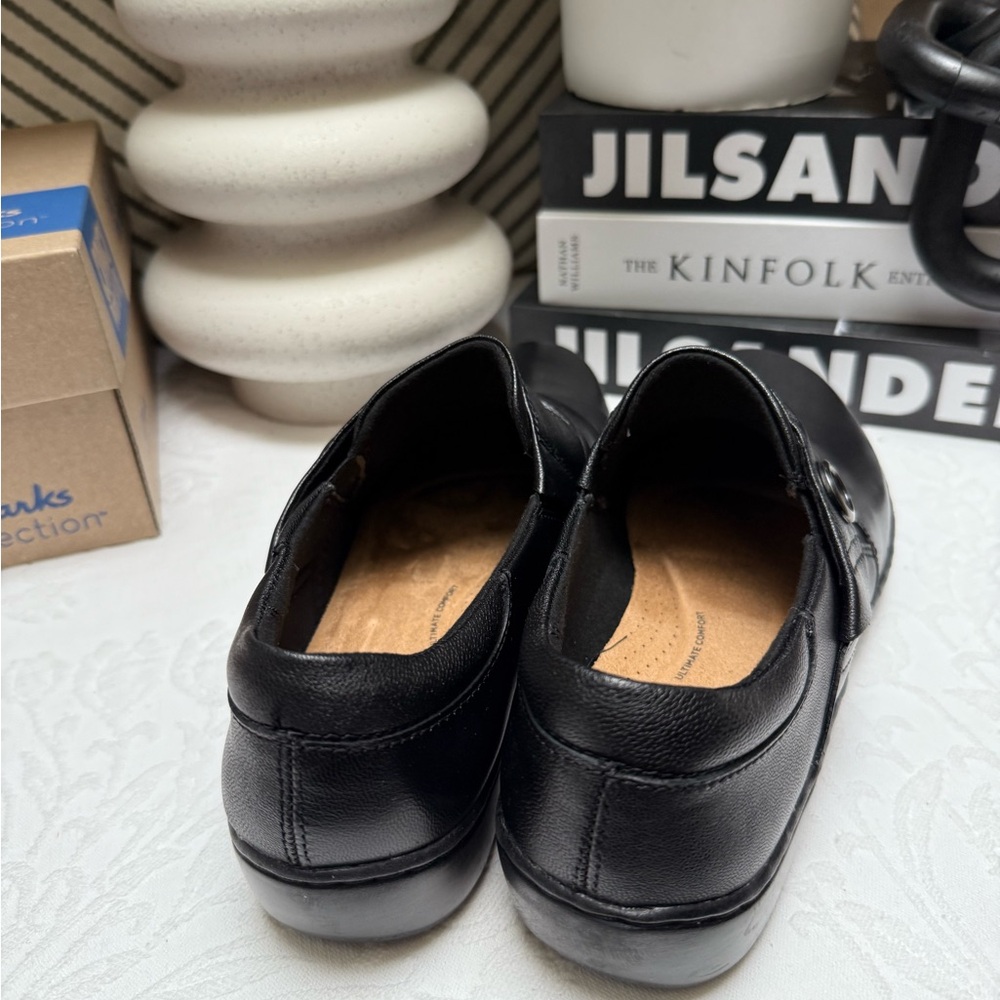Clarks Black Slip-On Loafers with Comfort Design - Picture 6 of 9
